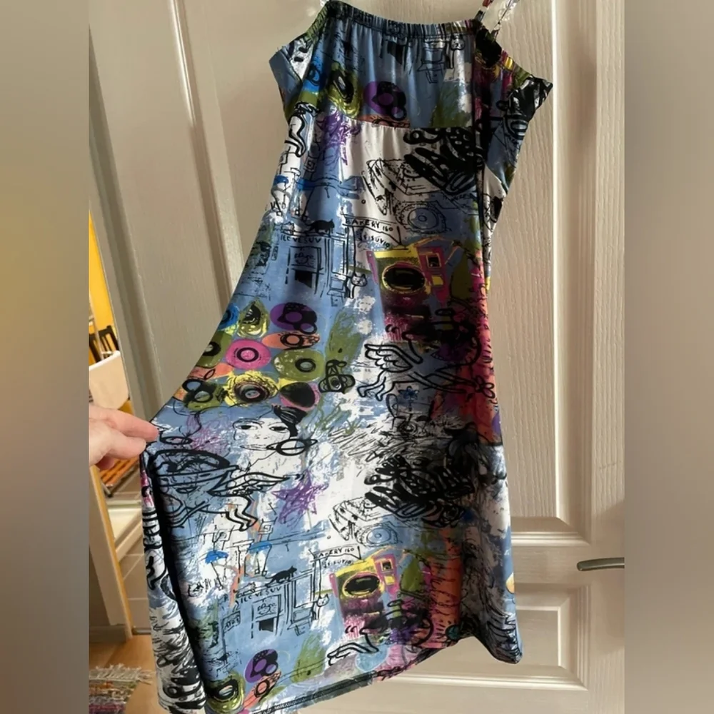 Multi-Color Patterned Mini Dress with Chain Straps - Picture 5 of 5